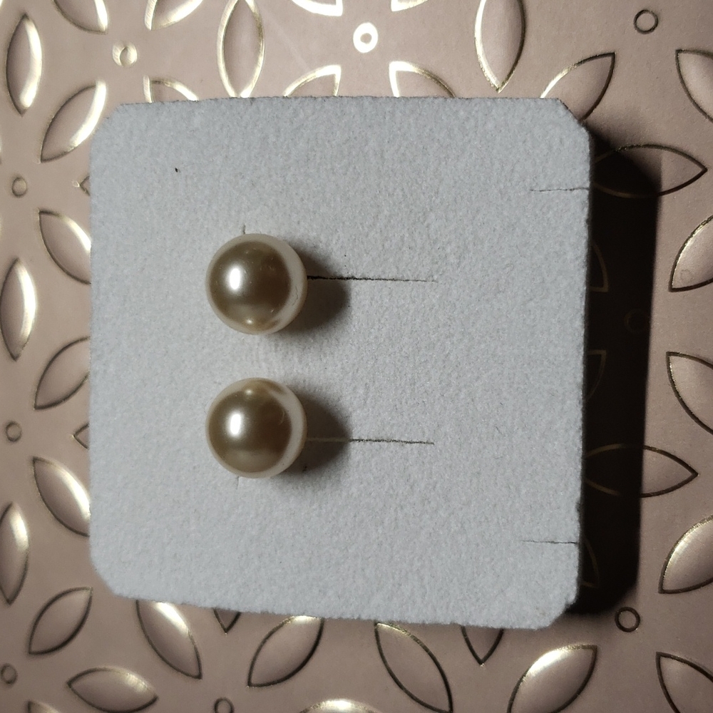 Titanium post pearl stud earrings - large size